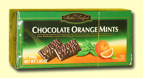 Шоколад з апельсином і ментолом Maitre Truffout chocolate orange mints 200г