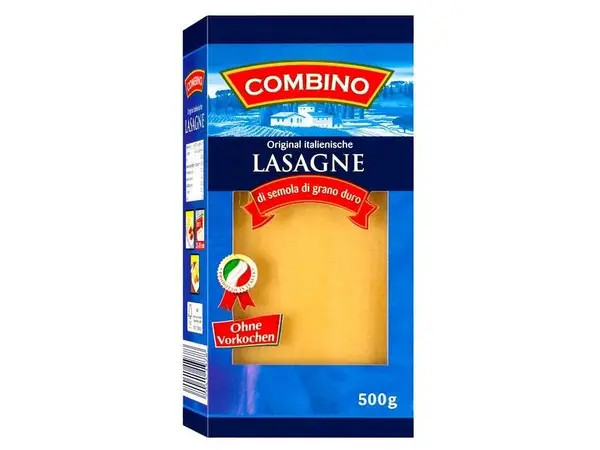 Листи для Лазаньї Combino Lasagne Durum wheat semolina No pre cooking Комбіно Лазанья з твердих сортів пшениці Готові 500г