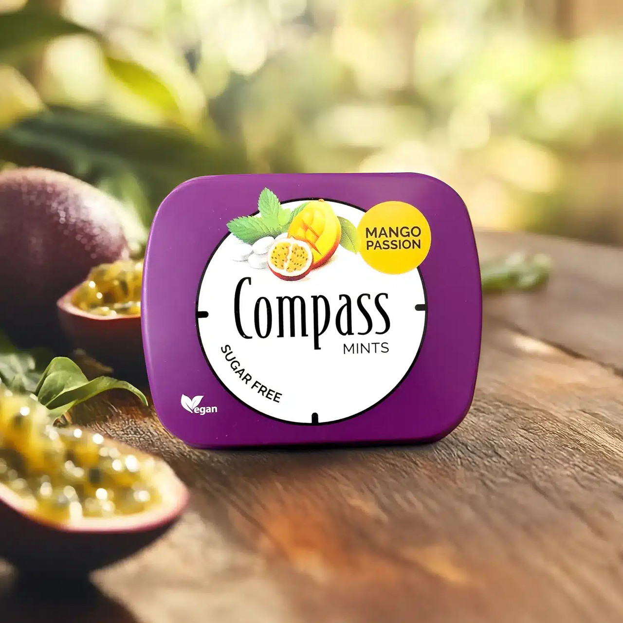 Льодяники без цукру Powermints Compass Mints Mango Passion цукерки Пристрасть Манго та маракуйя 14г