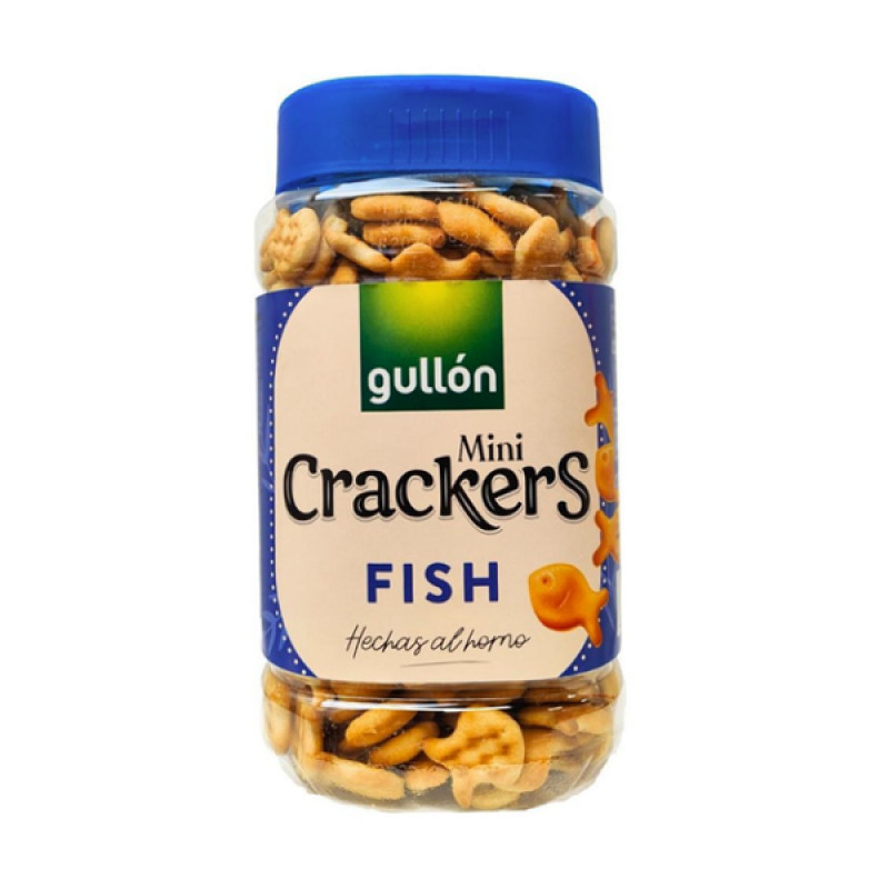 Крекери міні Солоні Gullon mini Crackers Fish Hechos al Homo Гулон Рибки печиво Класичне Банка з кришкою 350г