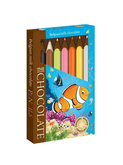 Олівці Шоколадні різнокольорові TheChocolate Pencils Belgium Gift Box Fish Бельгійський шоколад Молочний 7 Кольорів Рибка 100г