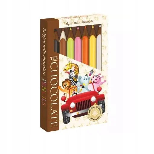 Олівці Шоколадні різнокольорові TheChocolate Pencils Belgium Gift Box Car Бельгійський шоколад Молочний 7 Кольорів Машинка 100г