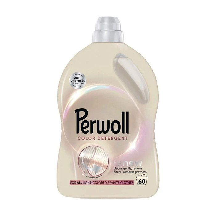 Гель для прання Світлих тканин Perwoll Color Detergent Renew AntiGreyness Перволь від Вицвітання Потускніння Кольор 60прань 3000мл