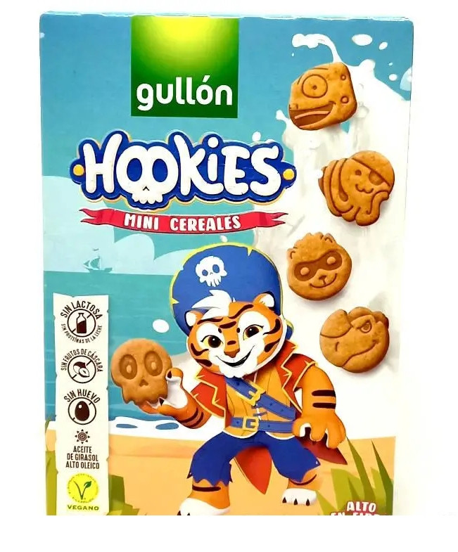 Дитяче печиво Безлактозне Фігурне Gullon Hookies mini Cereals Гуллон міні Пластівці Злакові мультяшні Герої Коробка 250г