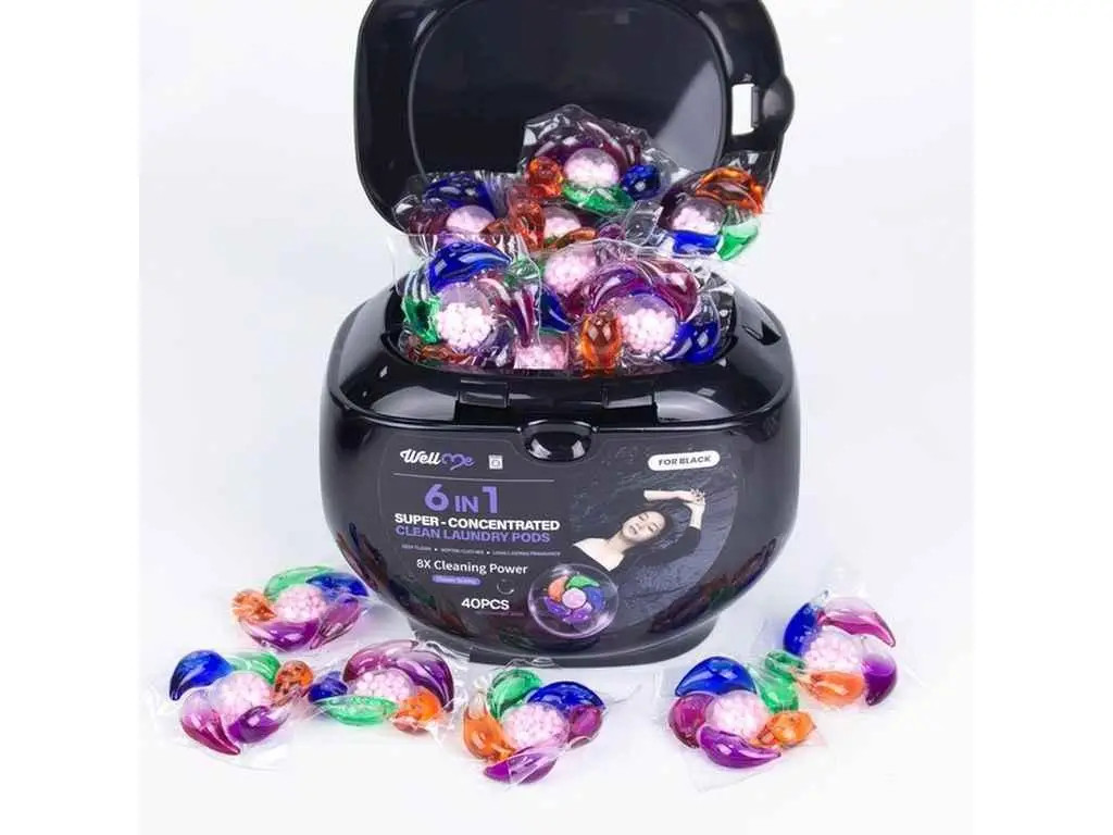 Парфумовані капсули з гранулами для Прання WellMe Black 6в1 Super-concentrated Clean Laundry Pods Велмі для Чорних речей 40шт