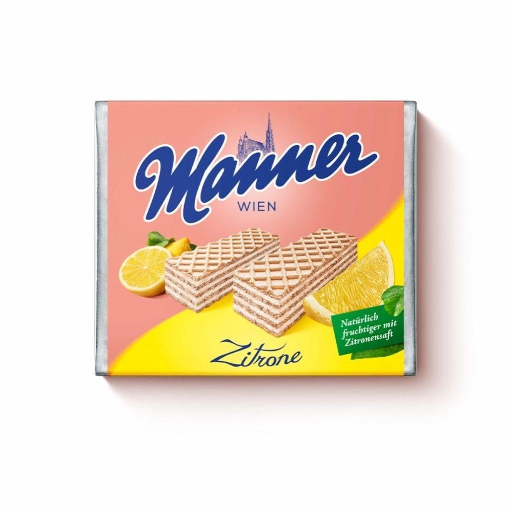 Вафлі сендвіч Шоколадні Manner Wien Zitrone Lemon Маннер ВІденьські з лимонно-ванільним кремом 4шт 300г