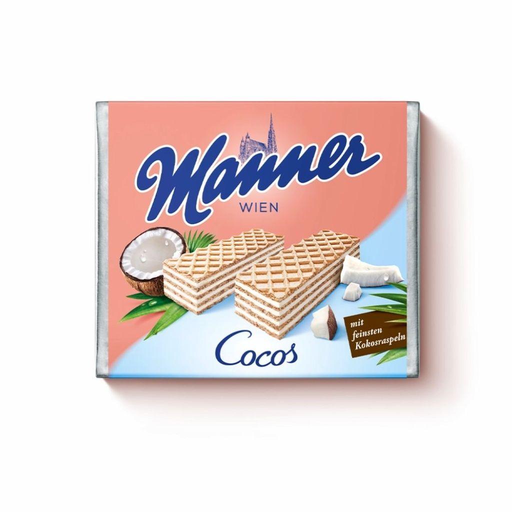 Вафлі сендвіч Шоколадні Manner Wien Cocos Lemon Маннер ВІденьські з кремом з Кокосовою стружкою 4шт 300г