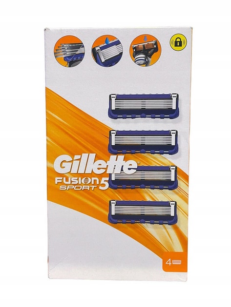 Касети Леза змінні Бритви Чоловічі Gillette Fusion5 Sport Cartrige Джілет Картріджі одноразові Змащувальна змужка 5лез 4шт