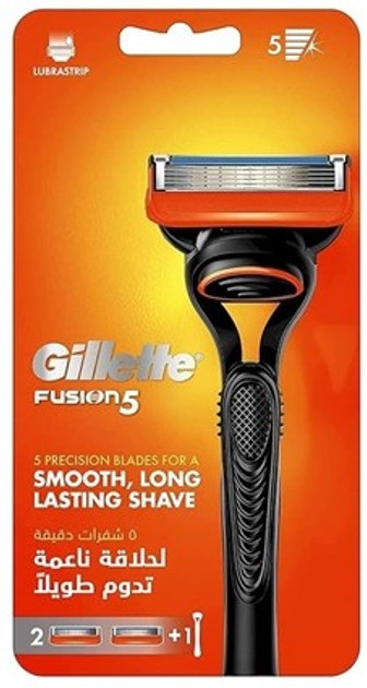 Набір Бритва для гоління та Касети Чоловіча Gillette Fusion5 Long lasting Shave Джілет Фьюжин Змащувальна змужка 5лез 2шт