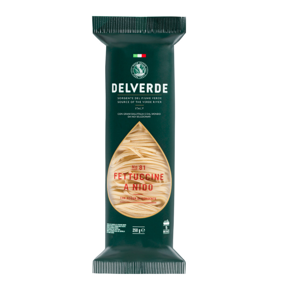 Макарони Феттучіні №81 Delverde Fettuccine a Nido Del Fiume Verde Дельверде Паста широка лапша довгі Смужки 250г