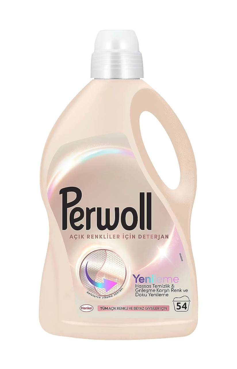 Гель для прання Світлих тканин Perwoll Color Detergent Renew AntiGreyness Перволь від Вицвітання Потускніння Кольор 54прань 2970мл