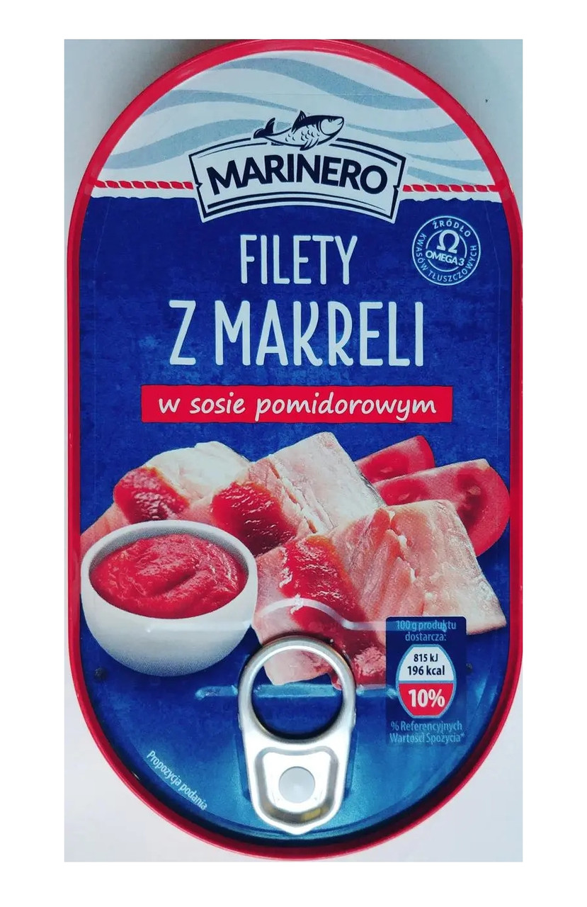 Макрель філе в Томатному соусі Marinero Filety Makreli w sosie pomidorowym Марінеро скумбрія шматочки Євробанка 170г