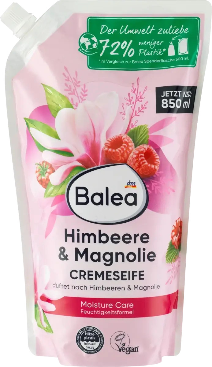 Крем-мило рідке Зволожуюче Balea Himbeere&Magnolie Cremeseife Moisture Care Балеа з ароматом Малини та квітів Магнолії 850мл
