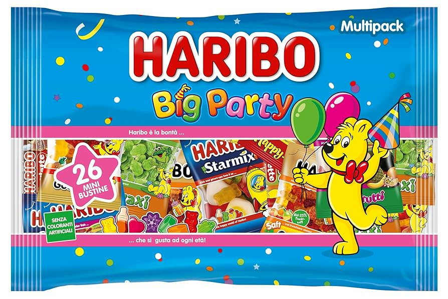 Цукерки желейні Асорті Haribo Big Party Multipack Mini Mixed Fruit Харібо Велика вечірка Ягідний мікс Кола 26шт Пакет 470г