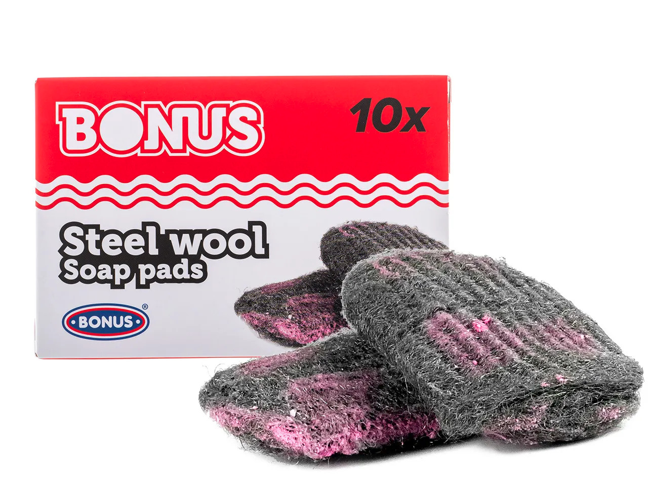 Губка з Милом та Cіткою для чищення каструль і сковорідок Bonus Steel wool soap Pads з ароматом Лимона 10шт