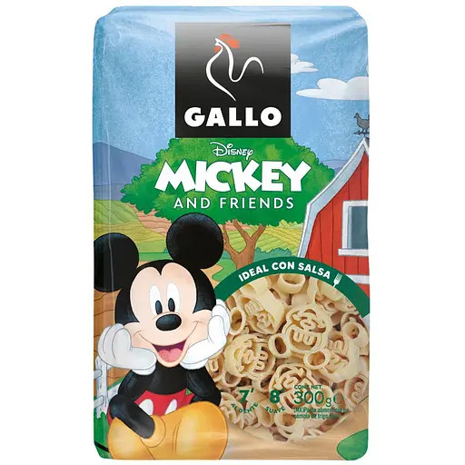 Макарони Дитячі Мультяшні Gallo Disney Mickey&Friends Pasta Галло Паста Дісней Мікі Мауз білі Пакет 300г