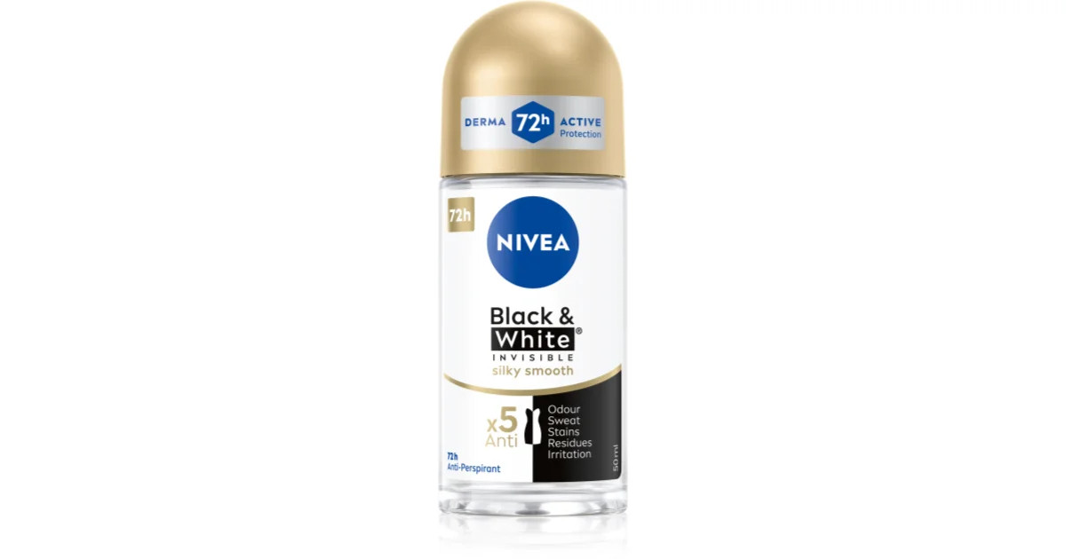 Антиперспірант Шариковий Nivea Black&White Invisible Silky Smooth Derma Active Protect 72h Нівеа невидимий Гладкий Шовк 50мл