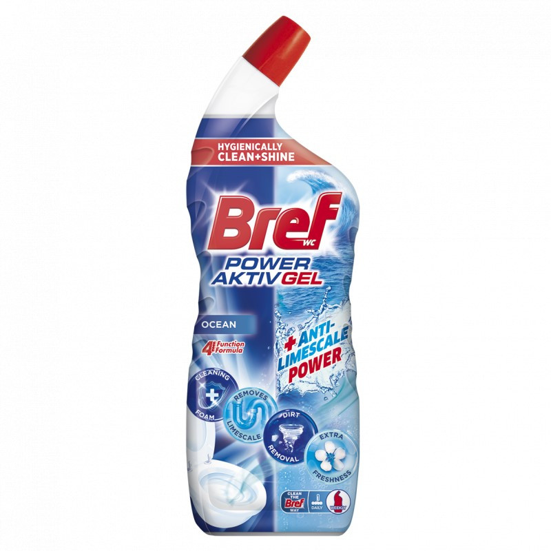 Гель для чищення унітазів Bref Power Aktiv Gel WC Anti Limescale Ocean Бреф очищувач Антиналіт Океанський бриз 700мл