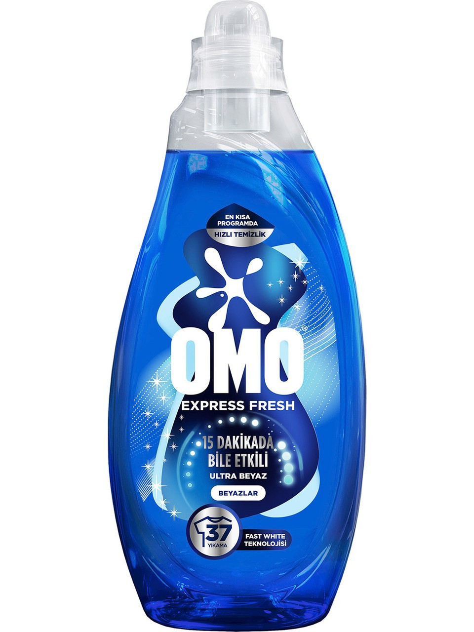 Гель для Шидкого прання Білої та Кольорової білизни Omo Express Fresh Fast White Омо Швидке відбілювання 37 прань 1480мл