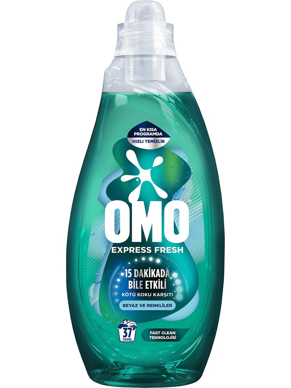 Гель для Шидкого прання Білої та Кольорової білизни Omo Express Fresh Fast Clean Омо Швидке очищення Одорант 37 прань 1480мл