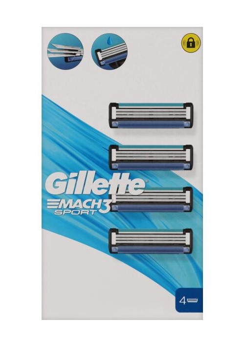 Касети Леза змінні Бритви Чоловічі Gillette Mach3 Sport Cartrige Джілет Картріджі одноразові Змащувальна змужка 3леза 4шт