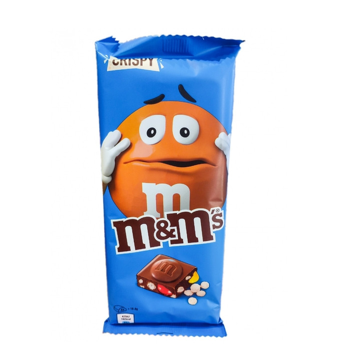Шоколад молочний з Рисовими пластівцям M&Ms Crispy ММс Хрусткий з кольоровими драже Плитка 150г
