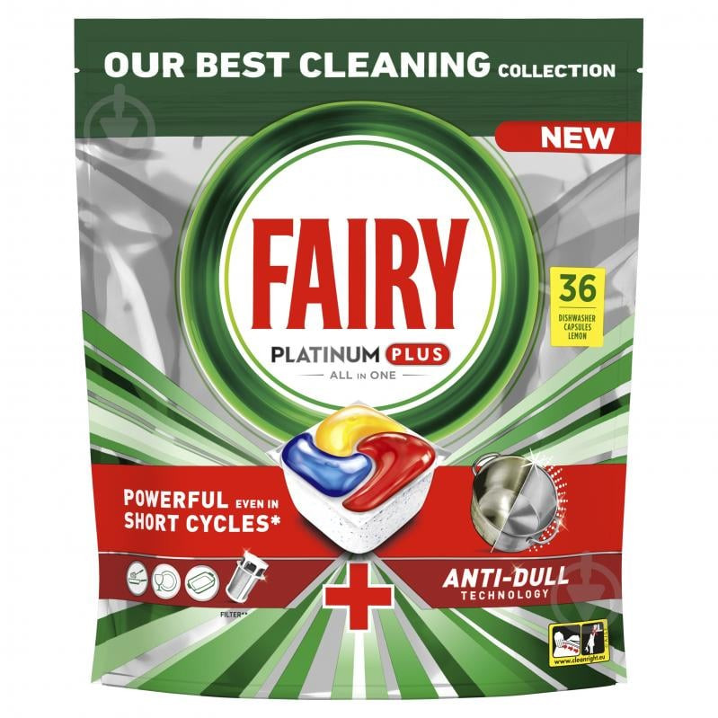 Таблетки для Посудомийних машин Fairy Platinum Plus All in1 Anti Dull Tech Фейрі Платінум Капсули АнтиПотускніння 36шт