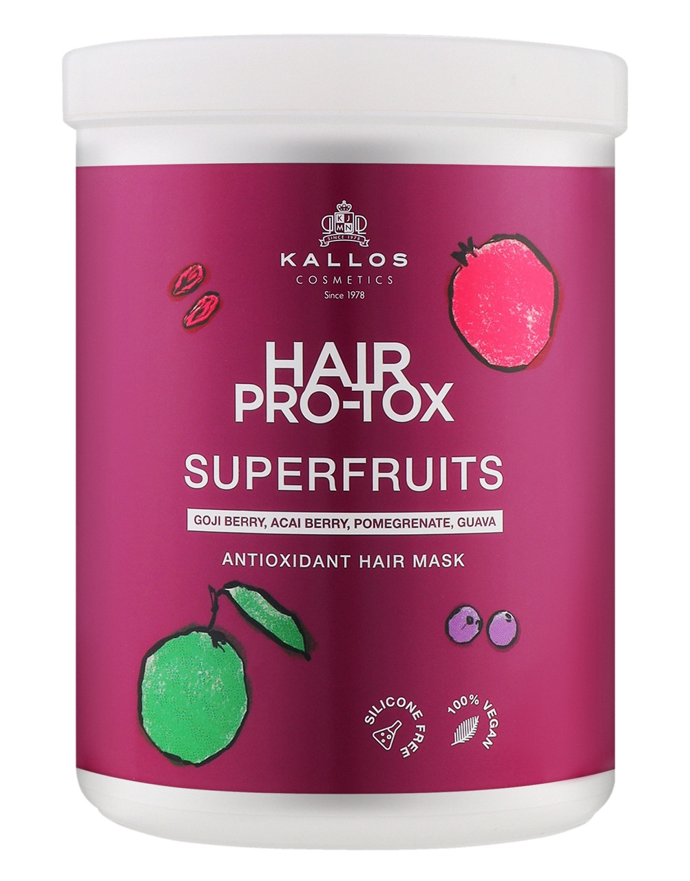 Маска для волосся Професійна Антиоксидантна Kallos Cosmetics Hair Pro-tox Professional SuperFruits Каллош екстракт Фруктів 1л