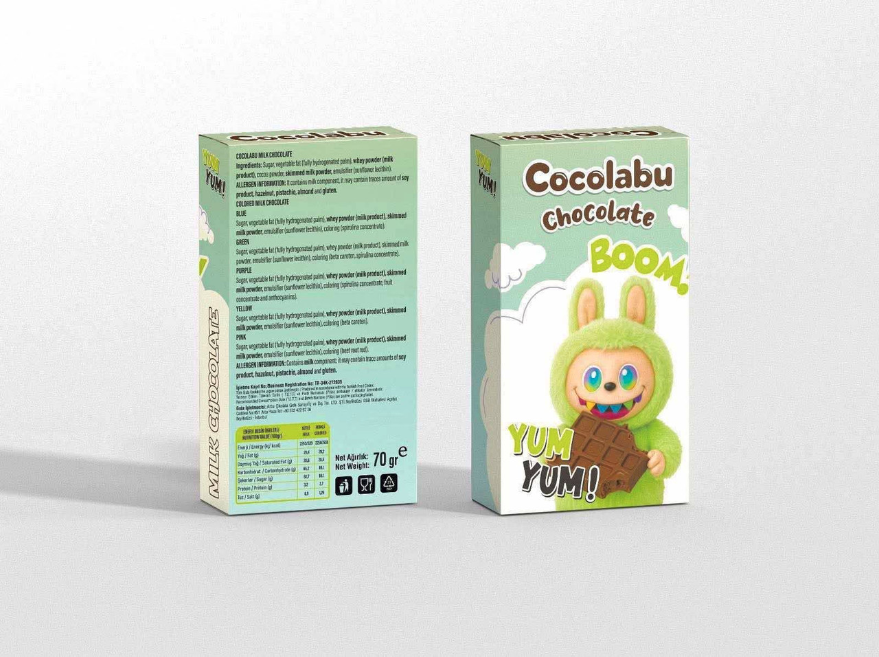 Шоколад плитка молочний Шоко Лабубу Cocolabu Chocolate Boom Yum-Yum Green Чоколабу Шоколадний бум Юм Юм Зелений 70г