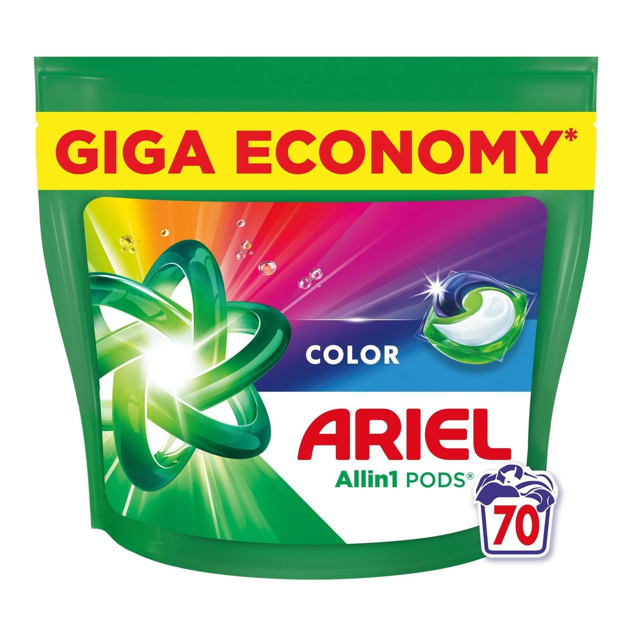 Капсули для прання Колор Ariel Color Pods All-in-1 Fast Dissolving Арієль Швидкорозчинні для кольорової Білизни 70шт