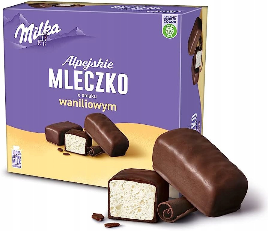 Цукерки Milka Alpejskie Mleczko o smaku Waniliowym Мілка Альпійське молочко Пташине Ванільні Коробка 15шт 330г