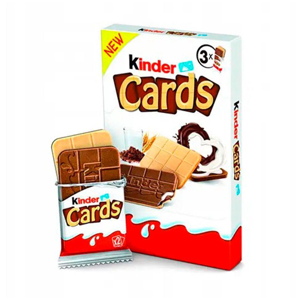 Печиво сендвіч Картки Kinder Cards 3x Кіндер Кардс пісочне с шоколадом та вершковим кремом 3шт Коробка 76г