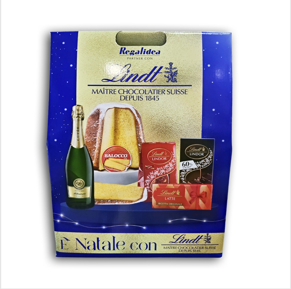 Набір Подарунок Різдвяний Regalidea Lindt e Natale con Maitre Chocolatier Suisse Ліндт Романтична Вечеря 5шт Бокс 1800г