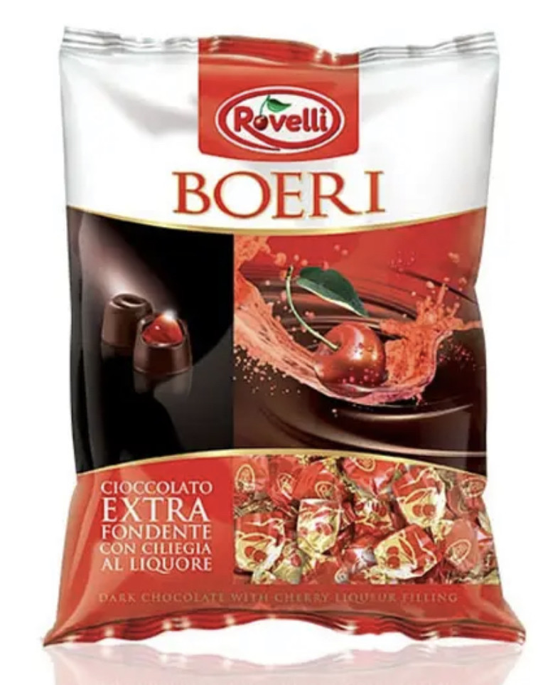 Шоколадні цукерки вишня в Чорному шоколаді з лікером Rovelli Boeri Cioccolato Extra Fondente Liquore вишня Пакет 800г