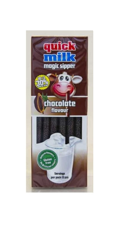 Трубочки для молока Гранули Без глютену Felfoldi Quick Milk Magic Sipper Chocolate Фелфолді смак Шоколадний 10шт Коробка 60г