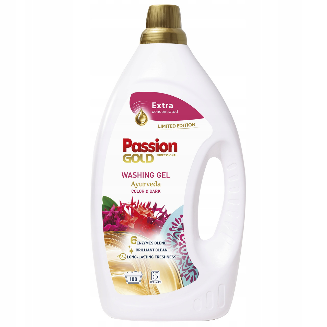 Гель для прання Кольорових речей з Ензимами Passion Gold Professional Color&Dark Ayurveda Пашен Голд Професійний 100прань 4000мл