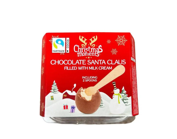 Набір Шоколадні яйця з Ложкою Christmas moments Chocolate Santa Claus Milk Chocolate Різдвяні моменти Бокс 144г
