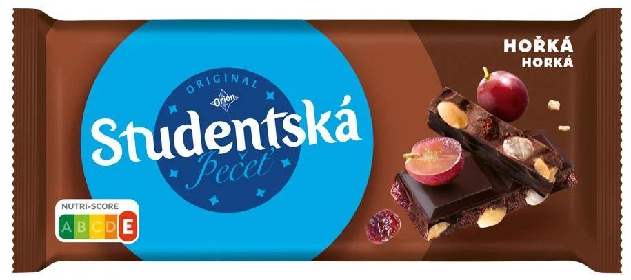 Шоколад Orion Studentska Horka Оріон Студентска Чорний гіркий із арахісом та Родзинками Плитка 170г