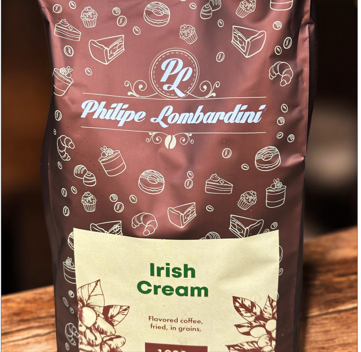 Кава в зернах Philipe Lombardini Irish Cream Філіп Ломбардіні з ароматом Ірландські вершки мікс робусти та арабіки 1000г