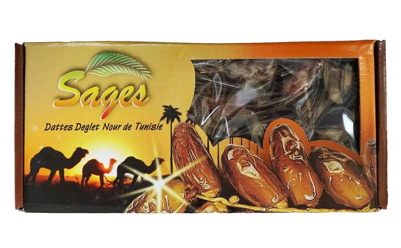 Фініки вялені Деглет Нуар Королевські з Тунісу Sages Dattes Deglet Nour de Tunisie Сейджес великі Тунісзькі Коробка 1кг