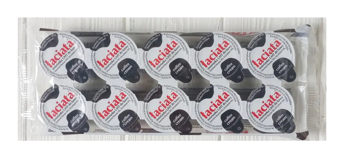 Вершки порційні для Кави Laciata Smietanka UHT do kavi 10% Лаціата відривні без цукру 10% жирність 10шт 100мл