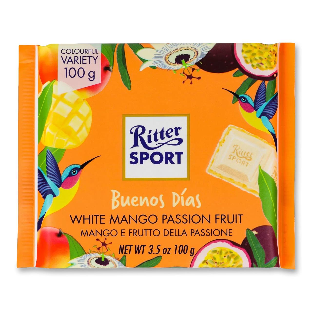 Шоколад білий Ritter Sport Buenos Dias White Mango Passion Fruit А Ріттер Спорт Буенос Діаз манго та маракуя Плитка 100г