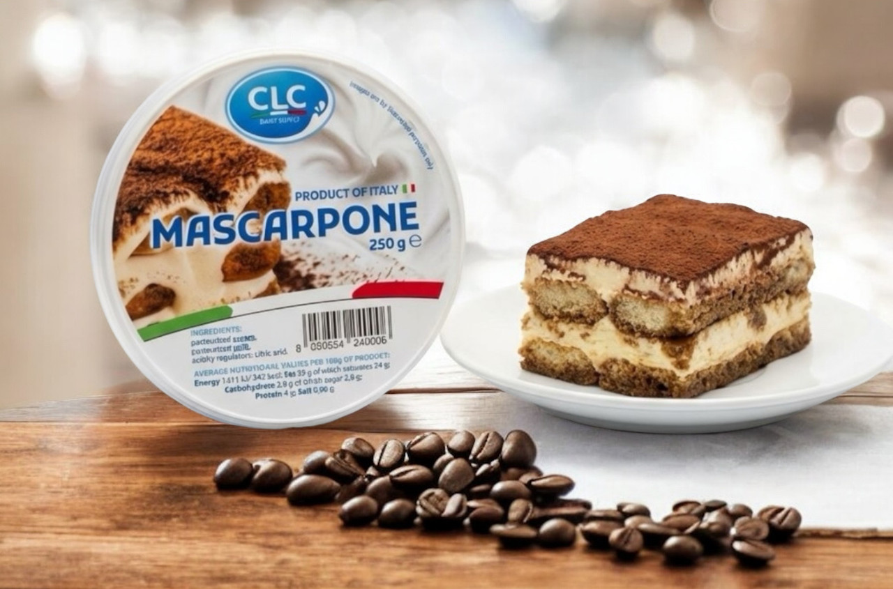 Сир крем Маскарпоне вершковий Італійський CLC Mascarpone Cream СЛС кулінарний десертний для Тірамісу Контейнер 250г