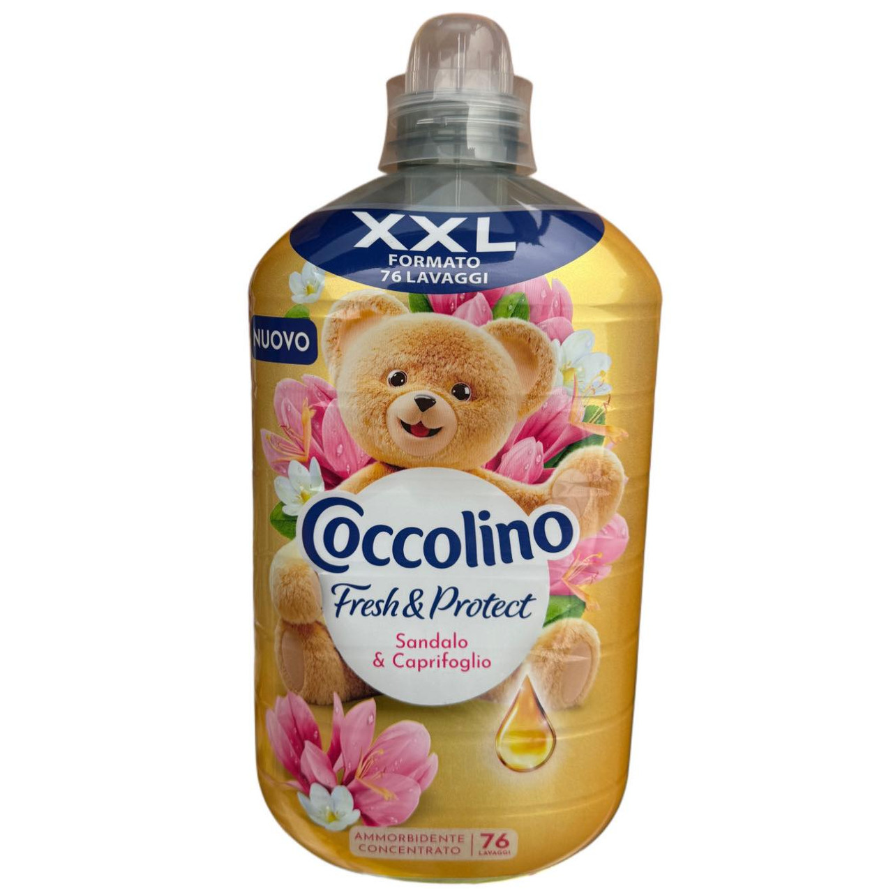 Ополіскувач Кондиціонер для білизни Coccolino Fresh&Protect XXL Sandalo&Caprifoglio Коколіно Свіжість Сандал 76прань 1750мл