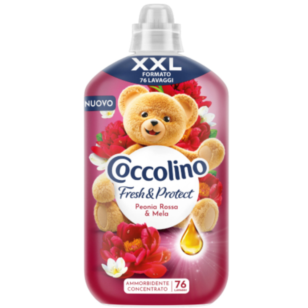 Ополіскувач Кондиціонер для білизни Coccolino Fresh&Protect XXL Peonia Rossa&Mela Коколіно Свіжість Піони та Яблуко 76прань 1750мл