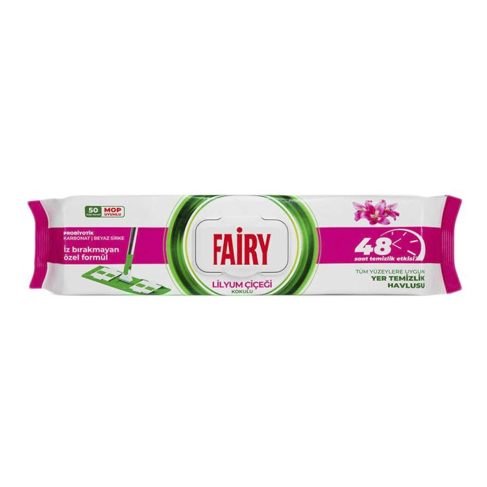 Серветки для миття Підлоги під швабру Моп-систем Fairy Wipes Probiyotik Karbonat Lilyum MOP 48H Фейрі Софт клін оцет з содою 50шт