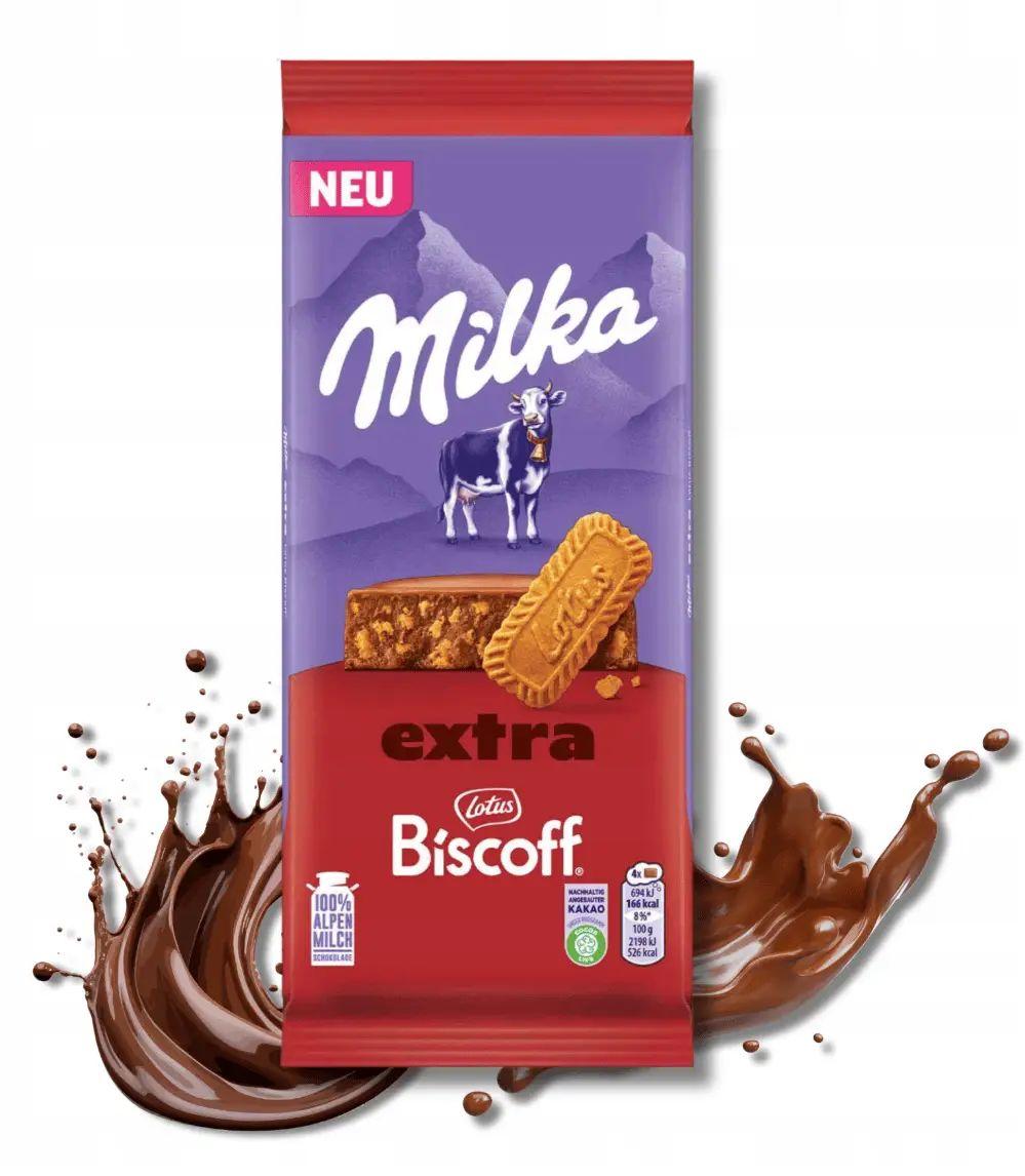 Шоколад Молочний Milka Extra Lotus Biscoff Мілка з карамелізованим Печивом Лотус Біскофф плитка 190г