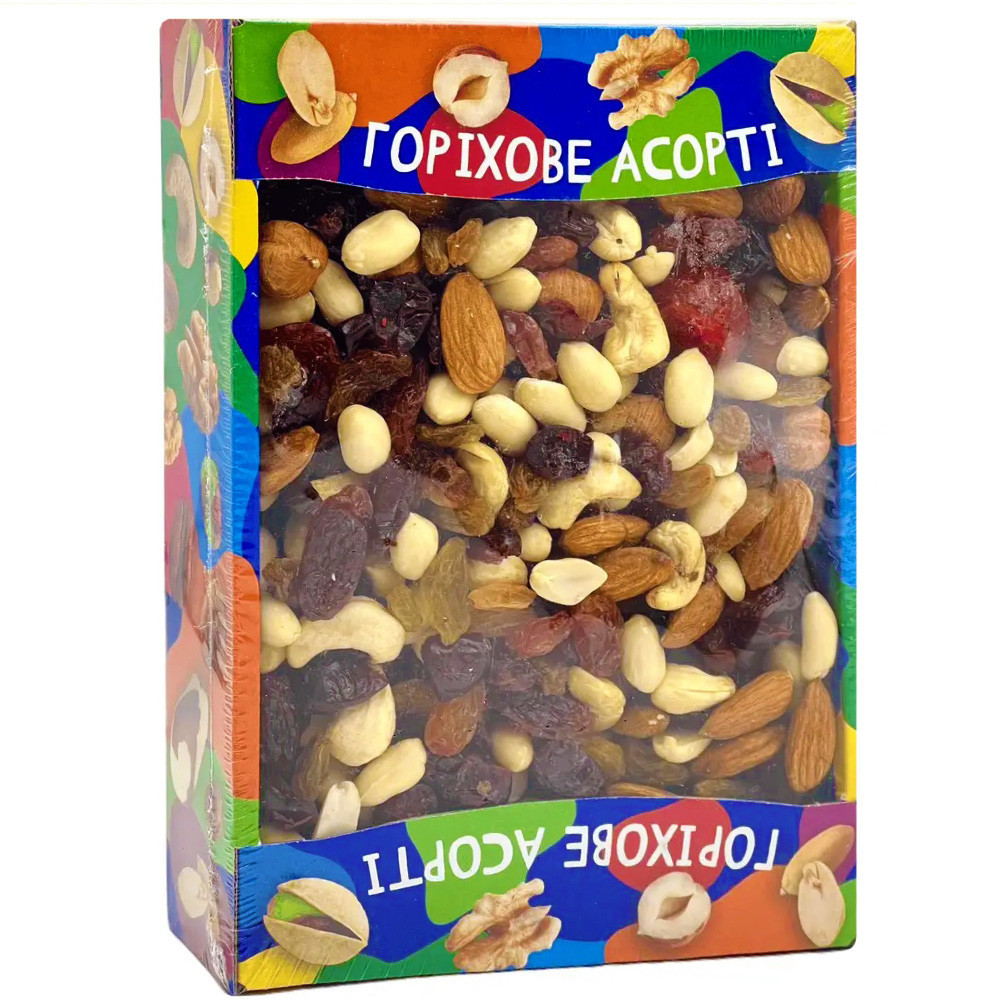 Суміш Горіхів та сухофруктів Мікс Amanti Nuts Mix Аманті Горіхове асорті несмажені Коробка екран 500г
