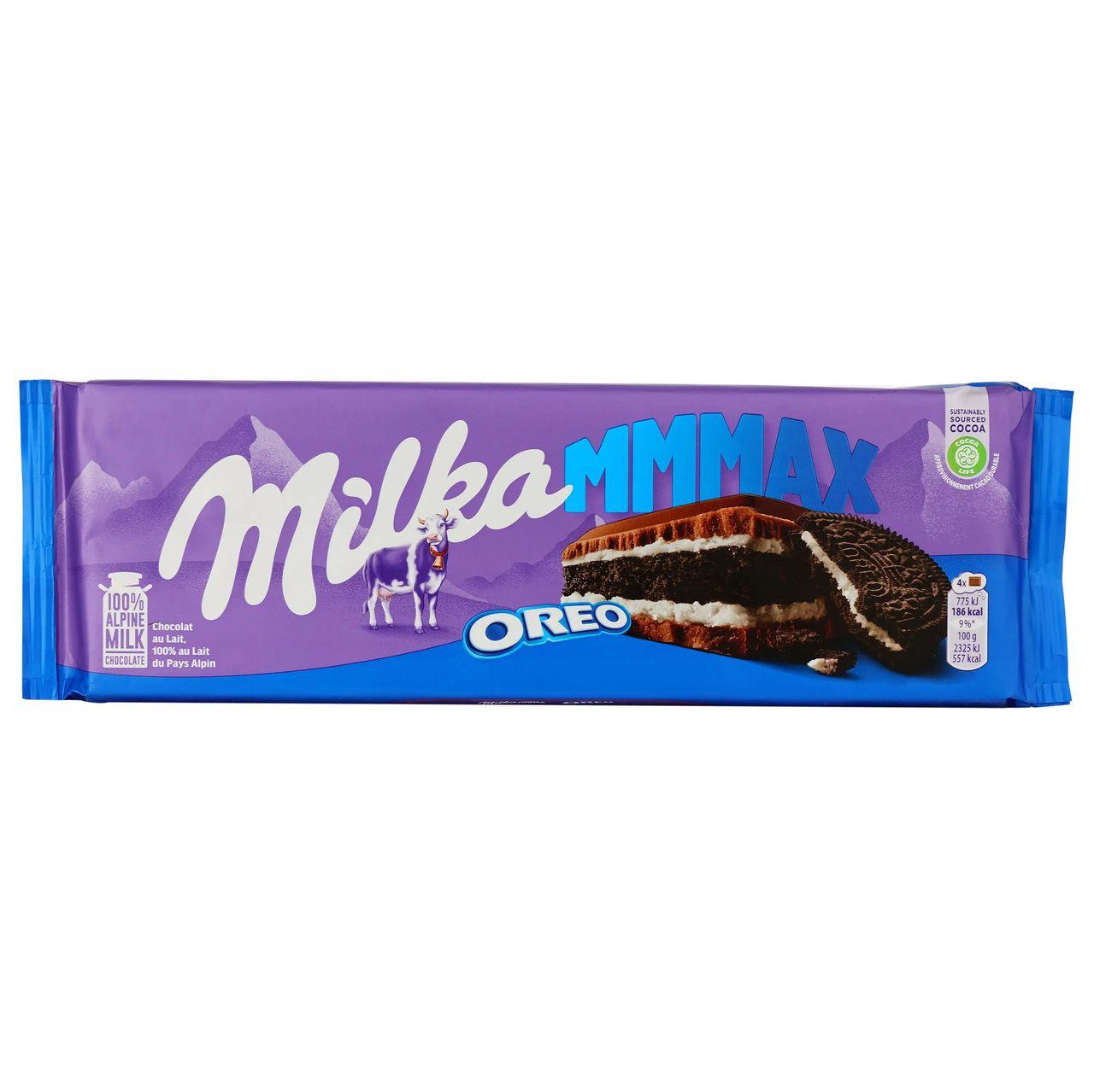 Шоколад молочний з печивом Орео Milka MMMAX Oreo Мілка Сендвіч молочний крем та печиво 300г