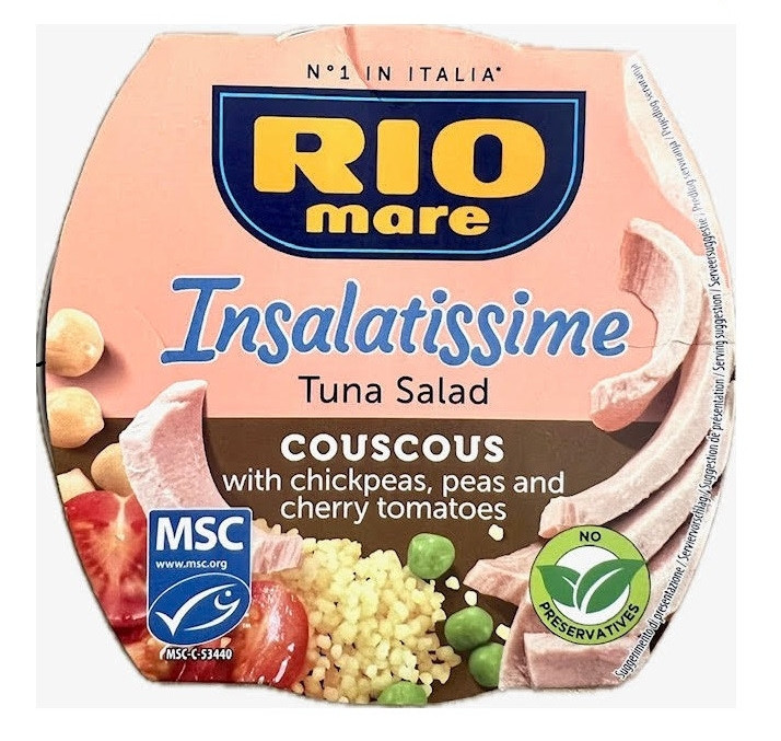 Салат с Тунця Rio Mare e Insalatissime Insalata di Tonno Couscous Ріо Маре Кускус нут горох та помідори чері Євробаночка 160г
